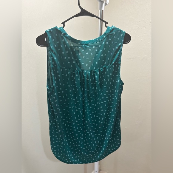 Ann Taylor Teal Sleeveless Blouse with Dot Pattern - Picture 5 of 7